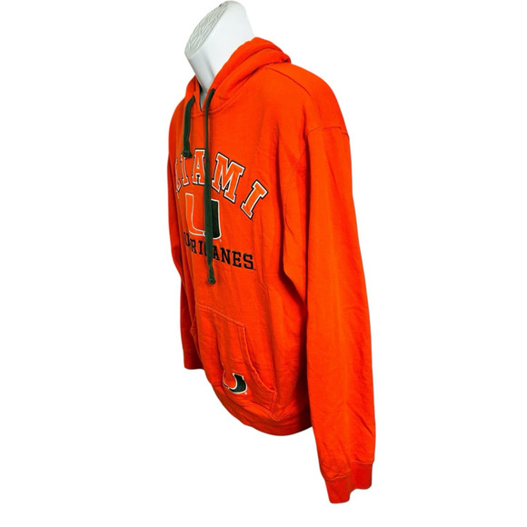 Vintage Miami Hurricanes Hoodie Mens L Orange Pullover J America Y2K Sweatshirt - Picture 5 of 7